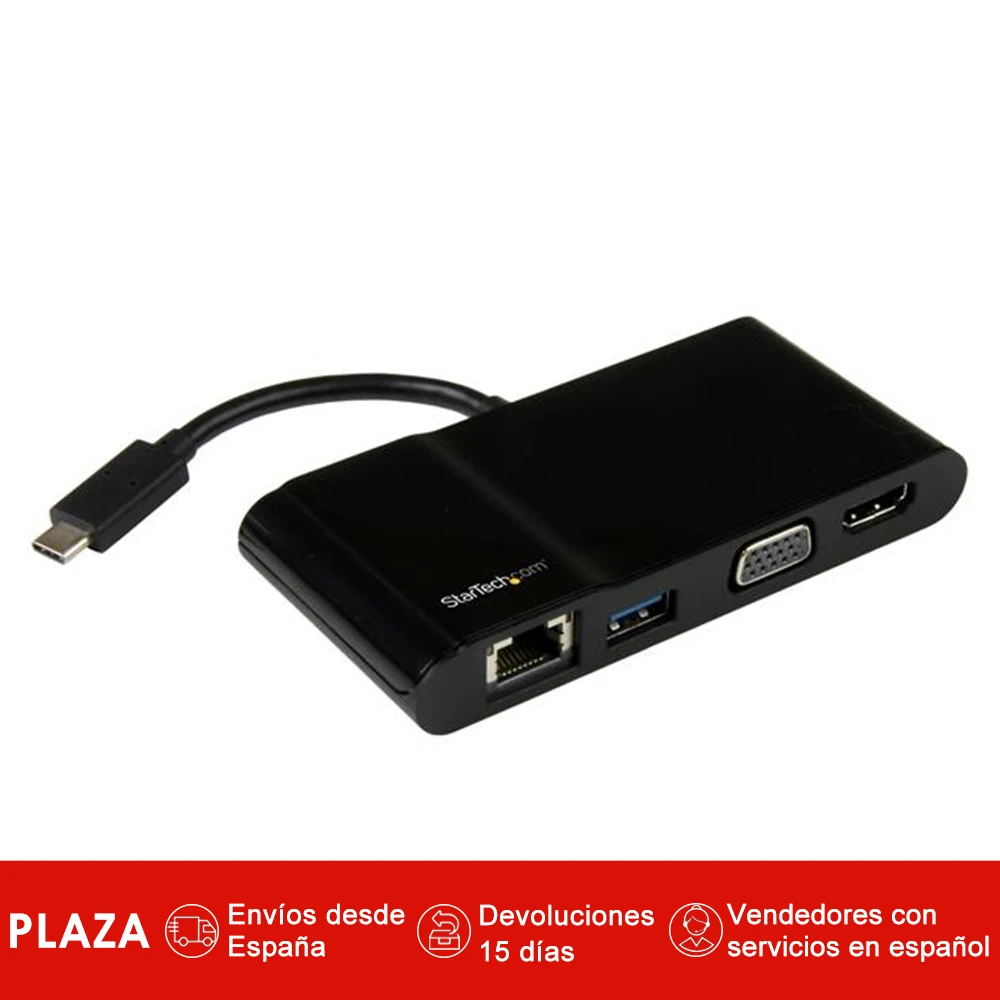 StarTech.com Adaptador Multipuertos USB-C para Ordenadores Portatiles - HDMI o VGA 4K - USB 3.0, Alambrico, USB 3.0 (3.1 Gen 1)
StarTech.com Adaptador Multipuertos USB-C para Ordenadores Portatiles - HDMI o VGA 4K - USB 3.0, Alambrico, USB 3.0 (3.1 Gen 1)