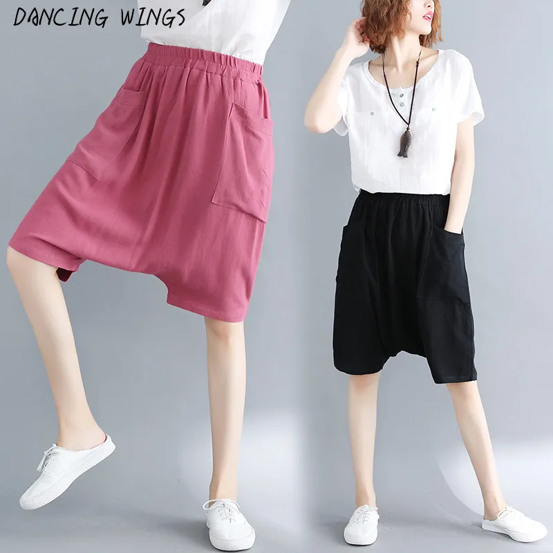 Streetwear Loose Cotton Linen Pants Women Elastic Waist Knee Length Casual Drop Crotch Shorts
Streetwear Loose Cotton Linen Pants Women Elastic Waist Knee Length Casual Drop Crotch Shorts