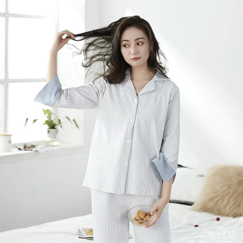Cotton Maternity Pajamas Nursing Clothes for Pregnant Women Feeding Set Long Sleeve Tops&Pants Blue Striped Sleepwear Nightgown
Cotton Maternity Pajamas Nursing Clothes for Pregnant Women Feeding Set Long Sleeve Tops&Pants Blue Striped Sleepwear Nightgown