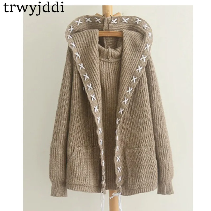 Women Hooded Tops Knitting Cardigan Sweater Coat Women Loose Sweater Femme Jersey Mujer Invierno Roupa Feminina Camisola hl249
Women Hooded Tops Knitting Cardigan Sweater Coat Women Loose Sweater Femme Jersey Mujer Invierno Roupa Feminina Camisola hl249