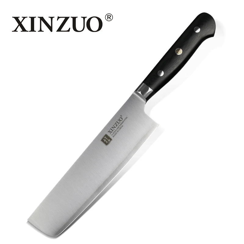 

XINZUO 7'' inch Slicing Knife 3 layer 440C Clad Stainless Steel Kitchen Knives Chef Knife Steel Nakiri Cleaver Knife G10 Handle