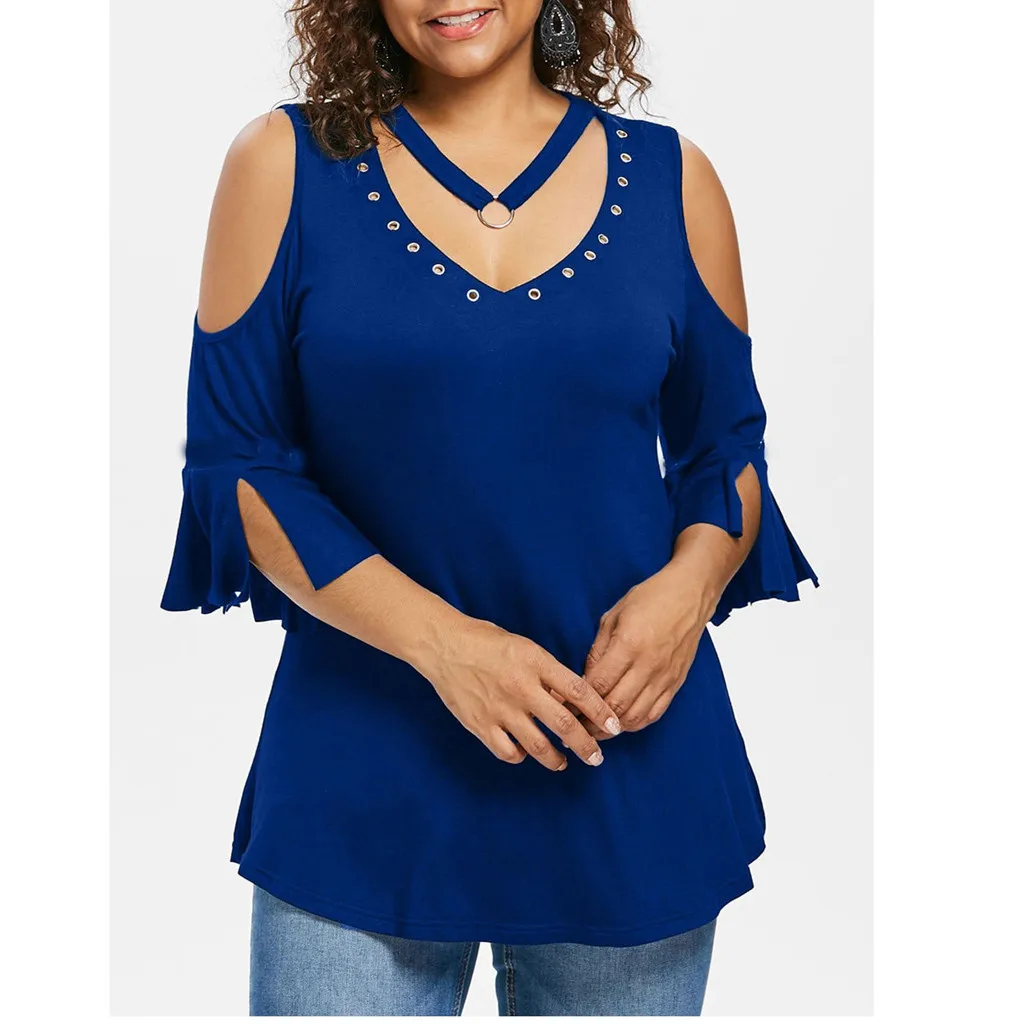 Plus Size Summer Fashion Casual Rivet Tops Blouse Cold Shoulder Tee Top Female Women Short Sleeve Shirt Blusas Feminina Clothing
Plus Size Summer Fashion Casual Rivet Tops Blouse Cold Shoulder Tee Top Female Women Short Sleeve Shirt Blusas Feminina Clothing