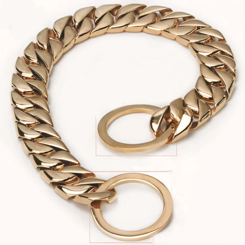 15MM High Quality Stainless Steel Gold Tone Dogs Cuban Curb Chain Necklace Collar Choker Slip Training Pet Link 12-32" Wholesale
15MM High Quality Stainless Steel Gold Tone Dogs Cuban Curb Chain Necklace Collar Choker Slip Training Pet Link 12-32" Wholesale