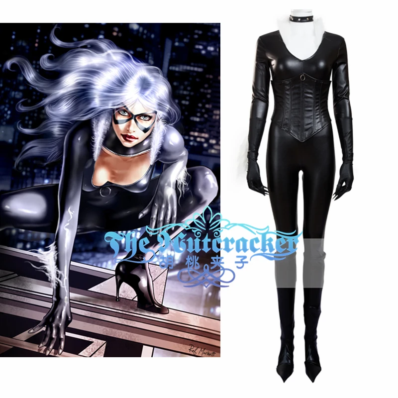 American Film Spider-Man Black Cat Cosplay Costume Adult Black Jumpsuits with Boots Cover Corset Halloween Carnival Christmas
American Film Spider-Man Black Cat Cosplay Costume Adult Black Jumpsuits with Boots Cover Corset Halloween Carnival Christmas