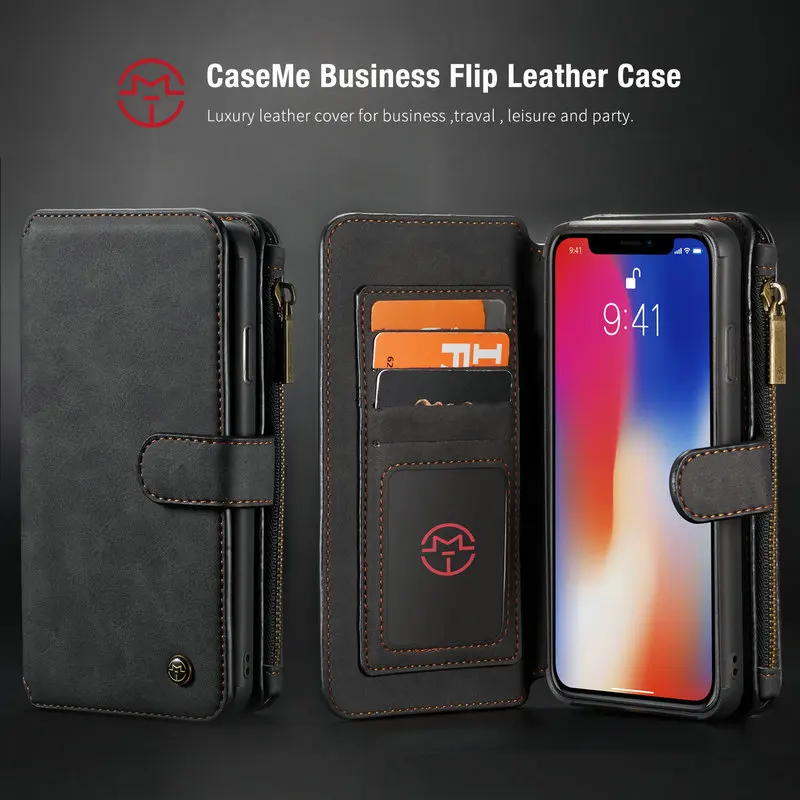 CaseMe Luxury Leather Wallet Case for iPhone 7 8 Plus Original Flip Phone Cover for iPhone X Xs Max Case With Credit Card Holder
CaseMe Luxury Leather Wallet Case for iPhone 7 8 Plus Original Flip Phone Cover for iPhone X Xs Max Case With Credit Card Holder