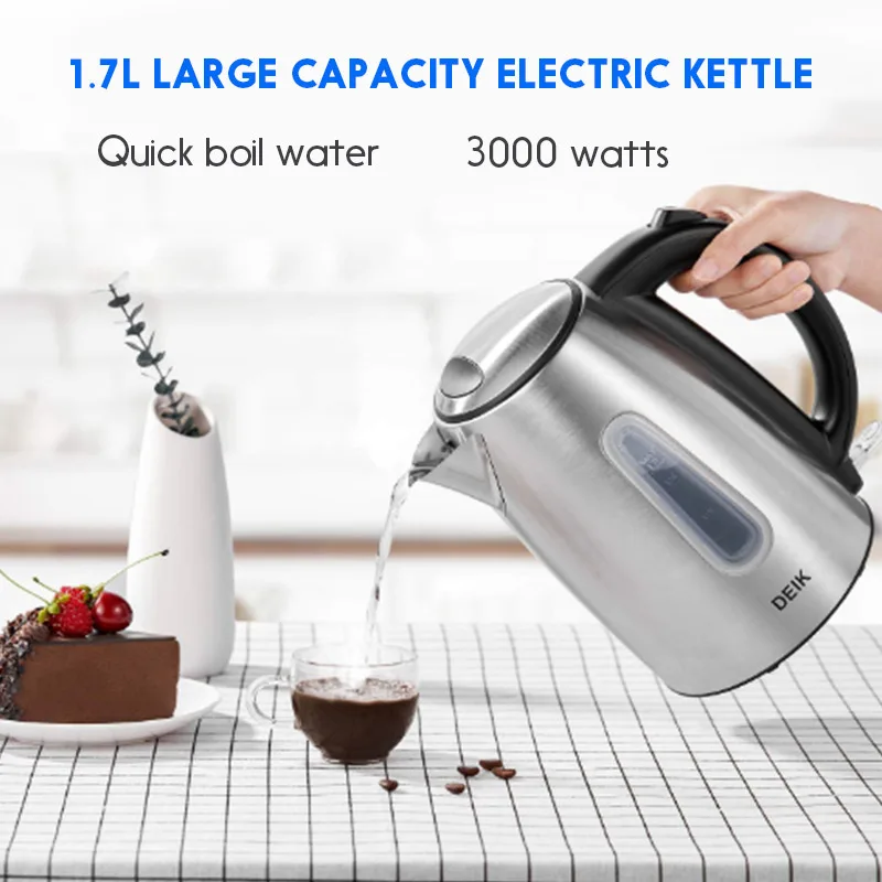1500W Electric Kettle 1.7 L Boiler Pot Stainless Steel British Strix Control Portable
1500W Electric Kettle 1.7 L Boiler Pot Stainless Steel British Strix Control Portable