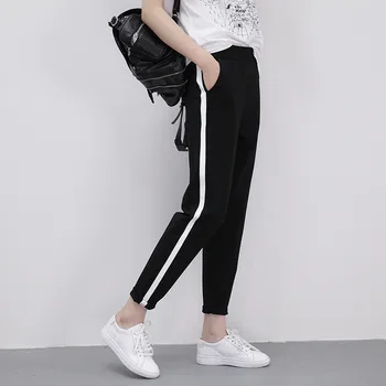 new White Side Striped harem Pants & Capris Black Casual High Waist Pants Drawstring Winter Pants Women Grey 
new White Side Striped harem Pants & Capris Black Casual High Waist Pants Drawstring Winter Pants Women Grey