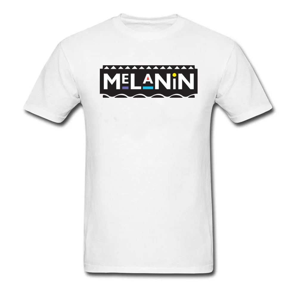 Melanin Comics T-shirts for Men 100% Cotton Summer Autumn Tops T Shirt Street Sweatshirts Short Sleeve Funny Crew Neck Melanin white