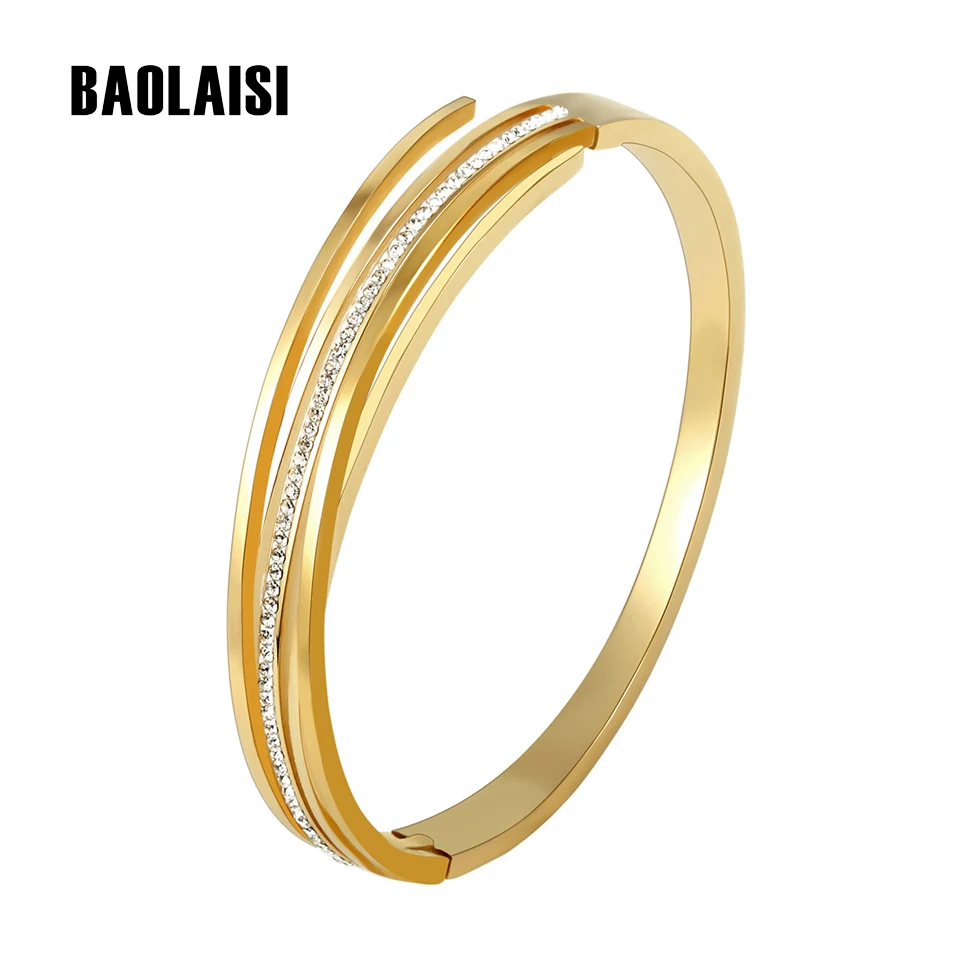 BAOLAISI Stainless Steel Bracelet&Bangle Scrub Crystal Bracelet Cubic Zircon Gold Color Charm Bracelet For Women Fashion Jewelry
BAOLAISI Stainless Steel Bracelet&Bangle Scrub Crystal Bracelet Cubic Zircon Gold Color Charm Bracelet For Women Fashion Jewelry