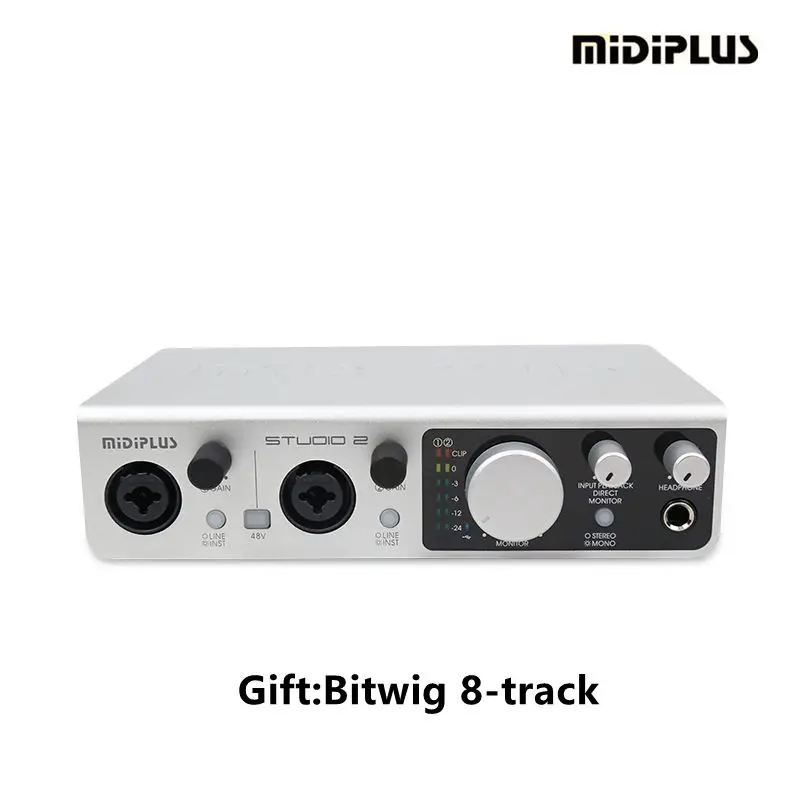 MIDIPLUS Studio2 high precision 2in2out USB audio interface sound card for Guitar recording playback