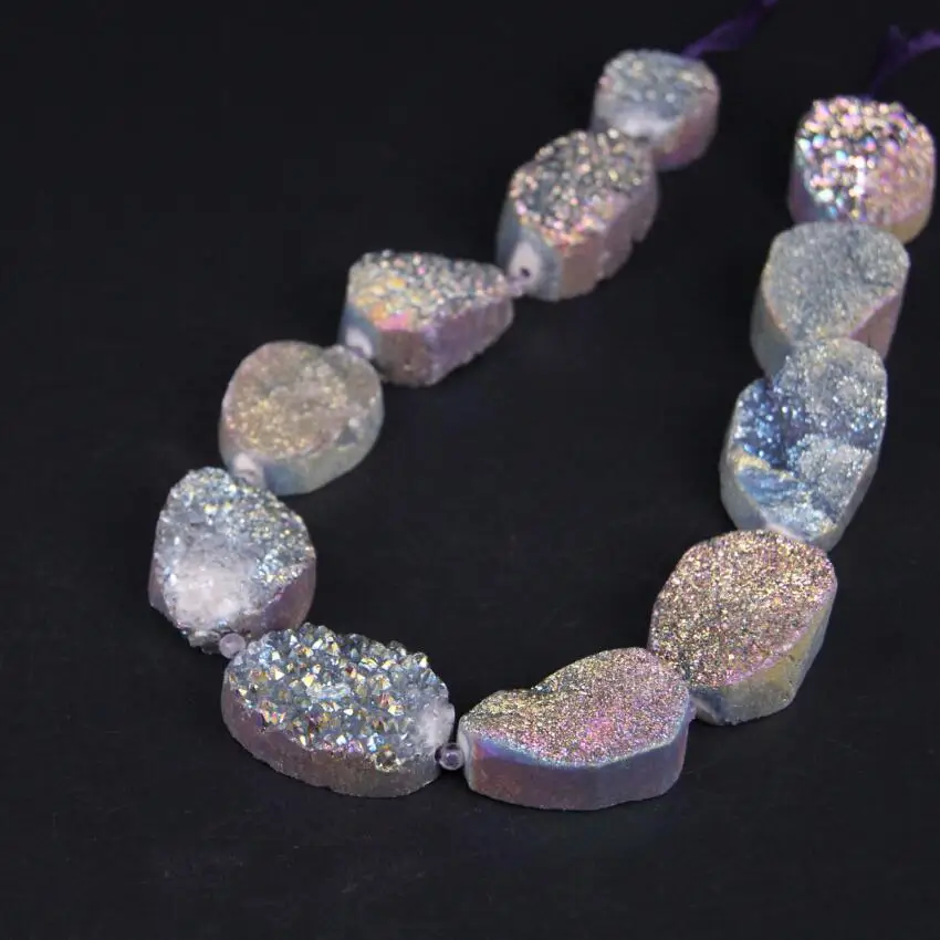 Approx11PCS/strand Rainbow Titanium Natural Quartz Geode Drusy Oval Slab Nugget Beads,Roug Agates Crystal Druzy Slice Pendants
Approx11PCS/strand Rainbow Titanium Natural Quartz Geode Drusy Oval Slab Nugget Beads,Roug Agates Crystal Druzy Slice Pendants