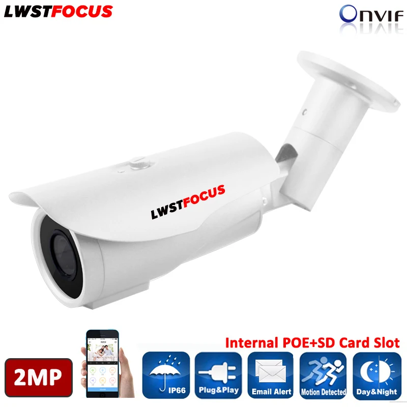 2mp H.264 HD 1080 P IP Камера ONVIF Открытый Водонепроницаемый зум объектив с переменным