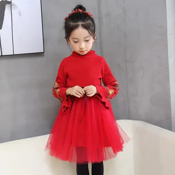 Child 2020 Winter New Plus Velvet Thickening Girl Dresses Korean Winter Red Pure Color Embroidered Flower Sleeve Princess Dress
Child 2020 Winter New Plus Velvet Thickening Girl Dresses Korean Winter Red Pure Color Embroidered Flower Sleeve Princess Dress