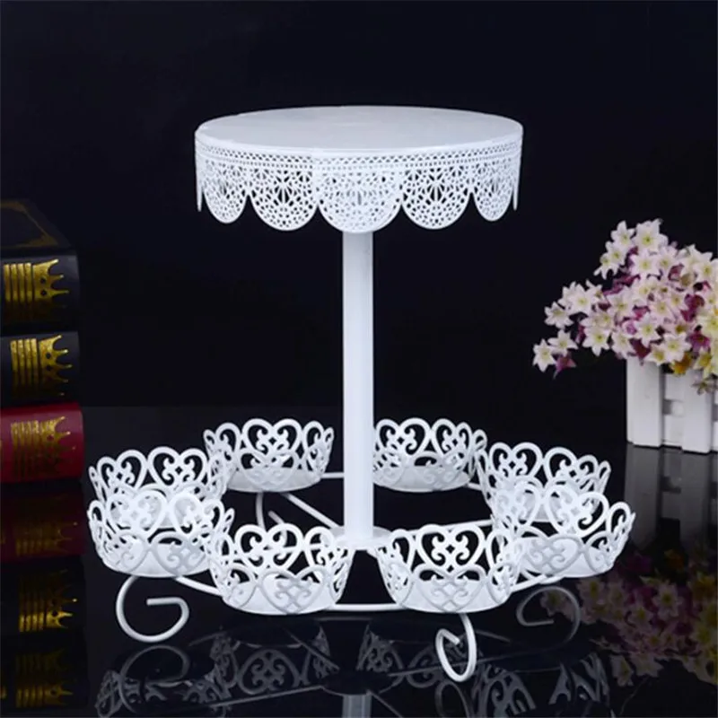 

Delfenfen 8Cups Mini Cake+1Cup Big White Cake Stands for Wedding Birthday Party Suppliers Cake Shop for Cookies Display