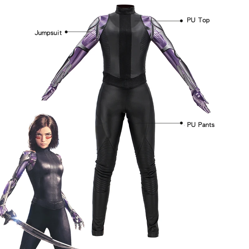 Alita Cosplay Costume Gunnm Leather Black Outfit and Jumpsuit Halloween Carnivl Uniforms Custom Made
Alita Cosplay Costume Gunnm Leather Black Outfit and Jumpsuit Halloween Carnivl Uniforms Custom Made