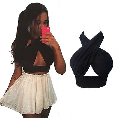 Новая женская крест над укороченный топ дамы ночной клуб Bralet V шеи вырезать жилет