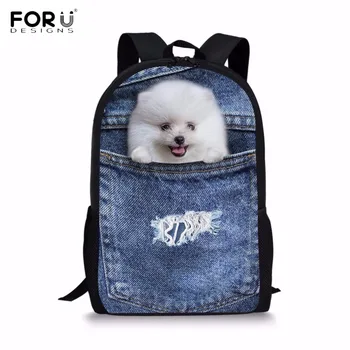 FORUDESIGNS Funny Fake Denim Pocket 3D Animal Puppy Pomeranian Print Kids School Bags Boys Girls Satchel Students Big Backpacks
FORUDESIGNS Funny Fake Denim Pocket 3D Animal Puppy Pomeranian Print Kids School Bags Boys Girls Satchel Students Big Backpacks