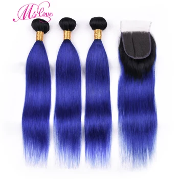 Ms Love Pre Colored TB/Blue Brazilian Hair Straight Bundles With Closure Ombre Bundles With Closure 4*4 100% Remy Human Hair
Ms Love Pre Colored TB/Blue Brazilian Hair Straight Bundles With Closure Ombre Bundles With Closure 4*4 100% Remy Human Hair