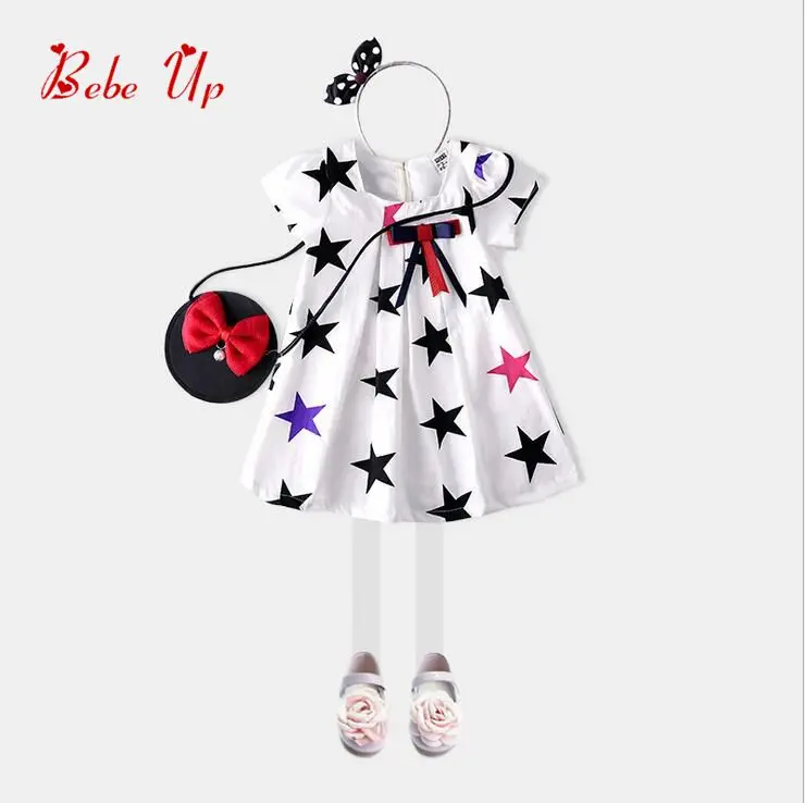 2017 Girls White Dresses Star Print Cotton Summer Kids Bow Children Short Sleeve Clothes Baby Toddler Princess Clothing 2-6T
2017 Girls White Dresses Star Print Cotton Summer Kids Bow Children Short Sleeve Clothes Baby Toddler Princess Clothing 2-6T