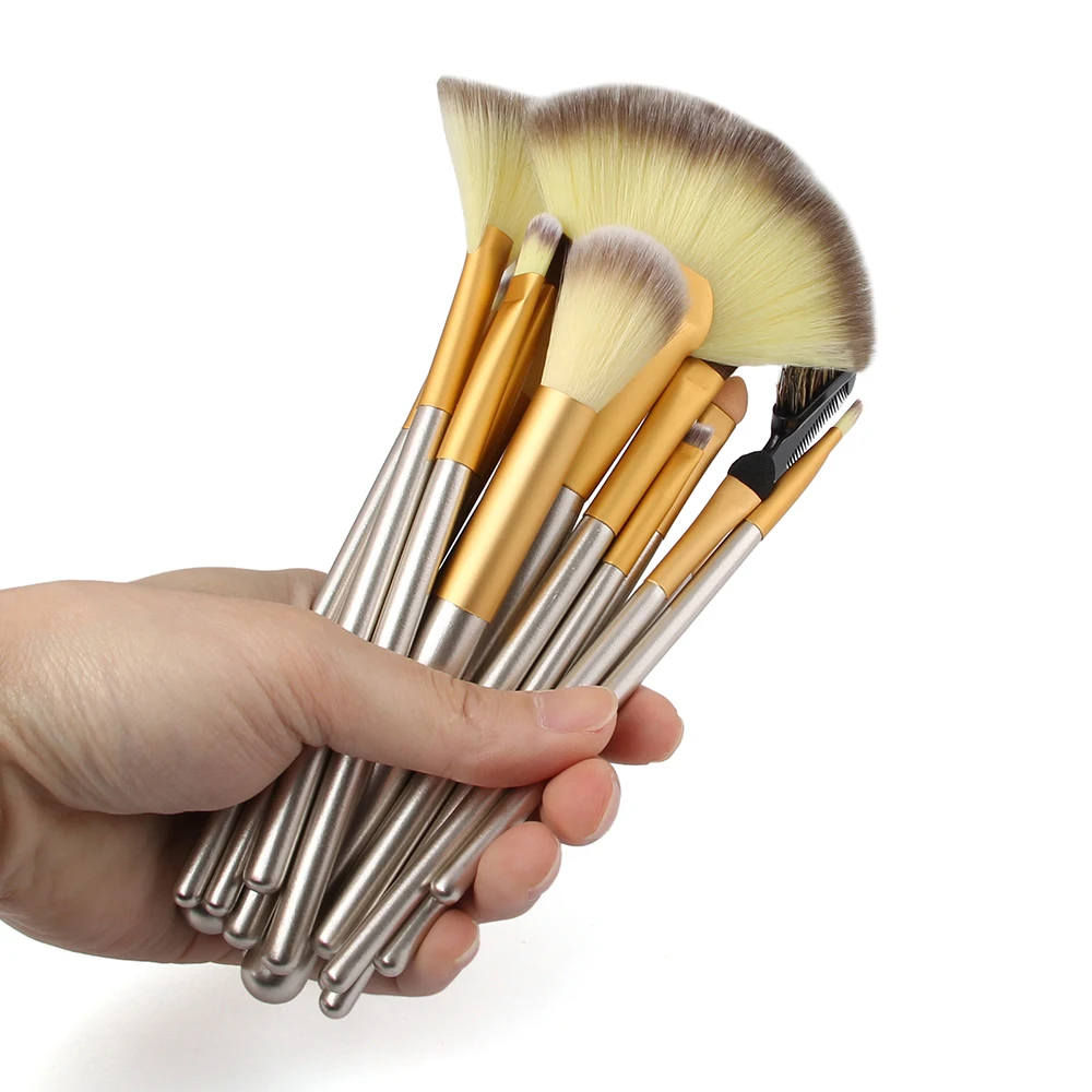 VANDER 18pcs Professional Makeup Brushes Champagne Gold Make Up Brush Set Wood Handle Cosmetic Brush Beauty Maker With Bag  (3)