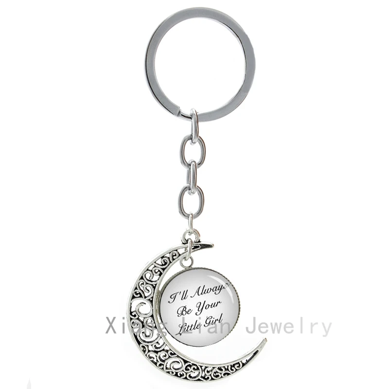 Personalized Quote Text moon pendant key chains I'll Be Your Little irl keychain Bride daughter kids gifts keyring T327
Personalized Quote Text moon pendant key chains I'll Be Your Little irl keychain Bride daughter kids gifts keyring T327