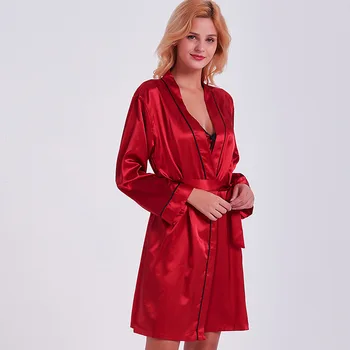 Sexy Sleepwear Fashion Sleep Suit Burgundy Ladies 2PCS Nightwear Casual Women Nighty&Robe Set Kimono Bathrobe Gown Girl Gift
Sexy Sleepwear Fashion Sleep Suit Burgundy Ladies 2PCS Nightwear Casual Women Nighty&Robe Set Kimono Bathrobe Gown Girl Gift