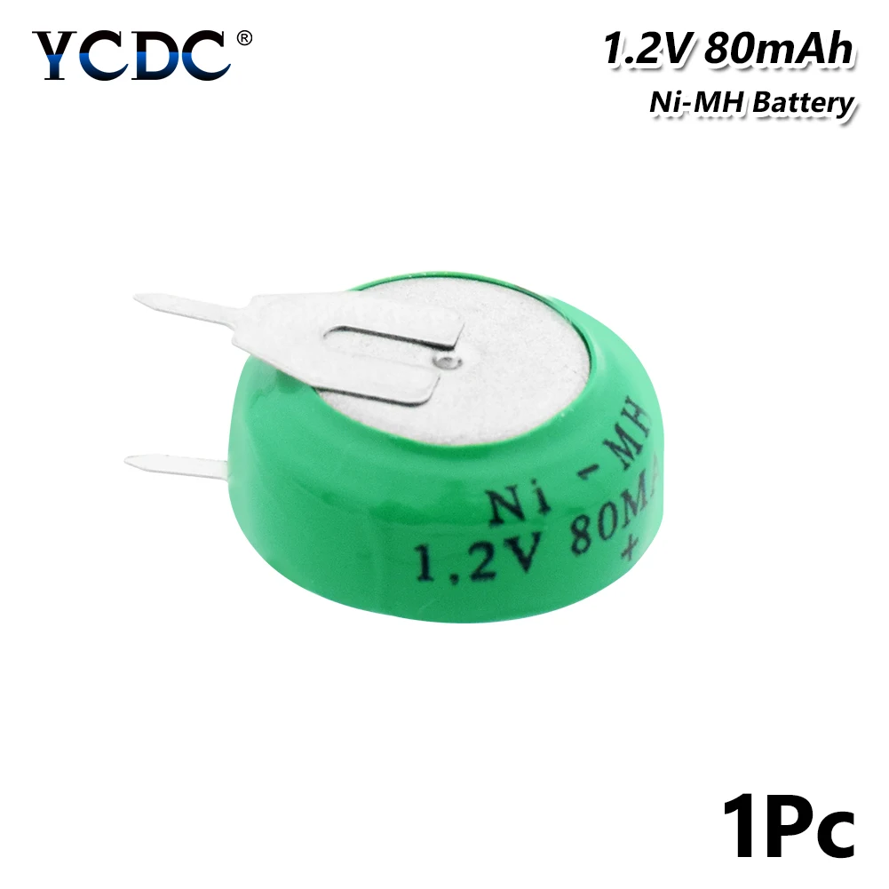 1.2 Volt 80mAh Ni-MH Rechargeable Button Coin Cell Battery With Solder Pins Li-Po Lithium Li-polymer Bateria Batteries for watch
1.2 Volt 80mAh Ni-MH Rechargeable Button Coin Cell Battery With Solder Pins Li-Po Lithium Li-polymer Bateria Batteries for watch