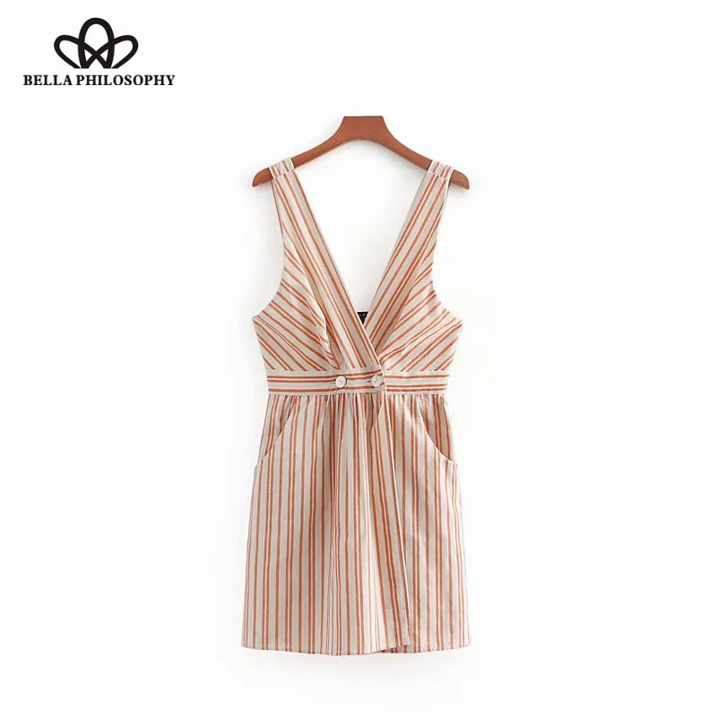 Wonder 2018summer vintage sleeveless cross v neck stripe pocket mini dress ladies vestidos chic casual slim business party dress
Wonder 2018summer vintage sleeveless cross v neck stripe pocket mini dress ladies vestidos chic casual slim business party dress