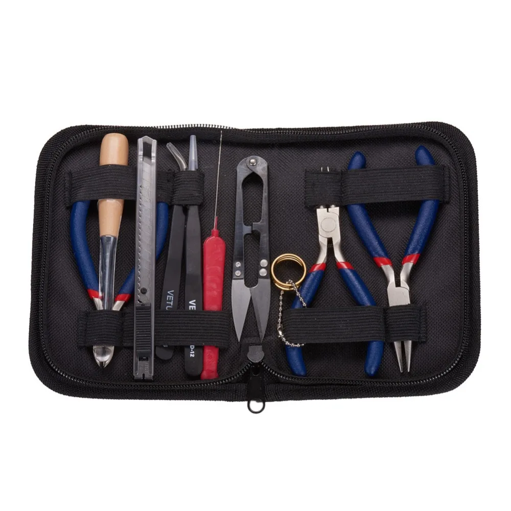 Handmade 10PC/Set DIY Jewelry Tool Sets, with Wire-Cutter Plier, Round Nose Plier, Side Cutting Plier, Brass Rings, Crochet Hook
Handmade 10PC/Set DIY Jewelry Tool Sets, with Wire-Cutter Plier, Round Nose Plier, Side Cutting Plier, Brass Rings, Crochet Hook