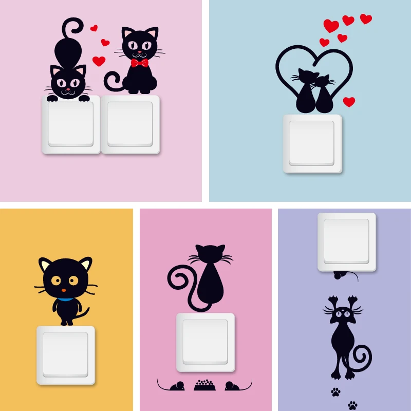 DIY Creative Black cat love Cartoon Removable Switch stickers PVC Wall Sticker Vinyl Decal Home Decor Decal Socket paste
DIY Creative Black cat love Cartoon Removable Switch stickers PVC Wall Sticker Vinyl Decal Home Decor Decal Socket paste