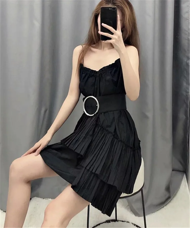 Women Dress Sexy Halter Sling Dress Summer Dress 2019 New Stacked Pleated Dress with Belt Robe Femme Vestidos De Verano
Women Dress Sexy Halter Sling Dress Summer Dress 2019 New Stacked Pleated Dress with Belt Robe Femme Vestidos De Verano