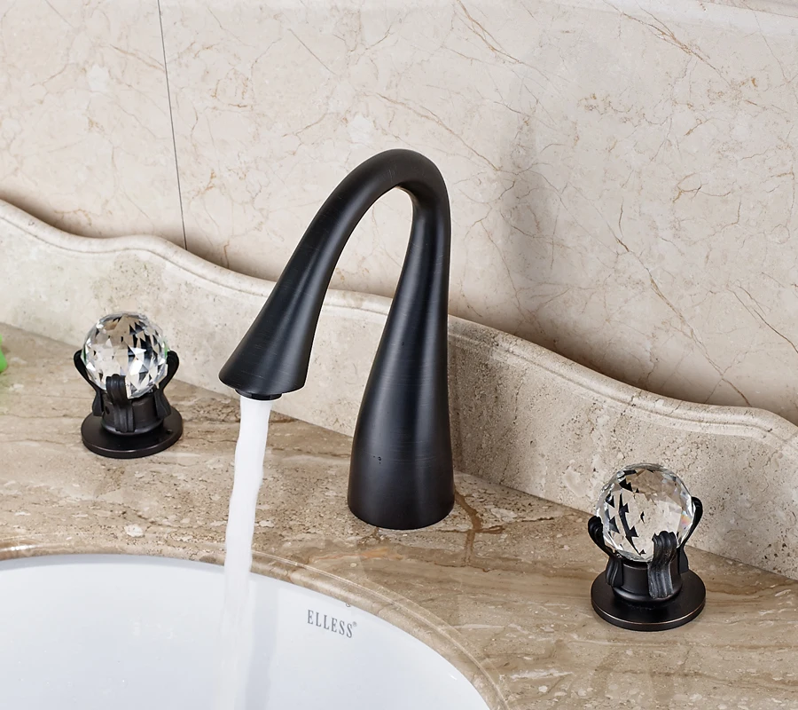 Swan Neck Style Bathroom Sink Faucet Double Crystal Handles Oil Rubbed Bronze Finished Deck Mounted
Swan Neck Style Bathroom Sink Faucet Double Crystal Handles Oil Rubbed Bronze Finished Deck Mounted