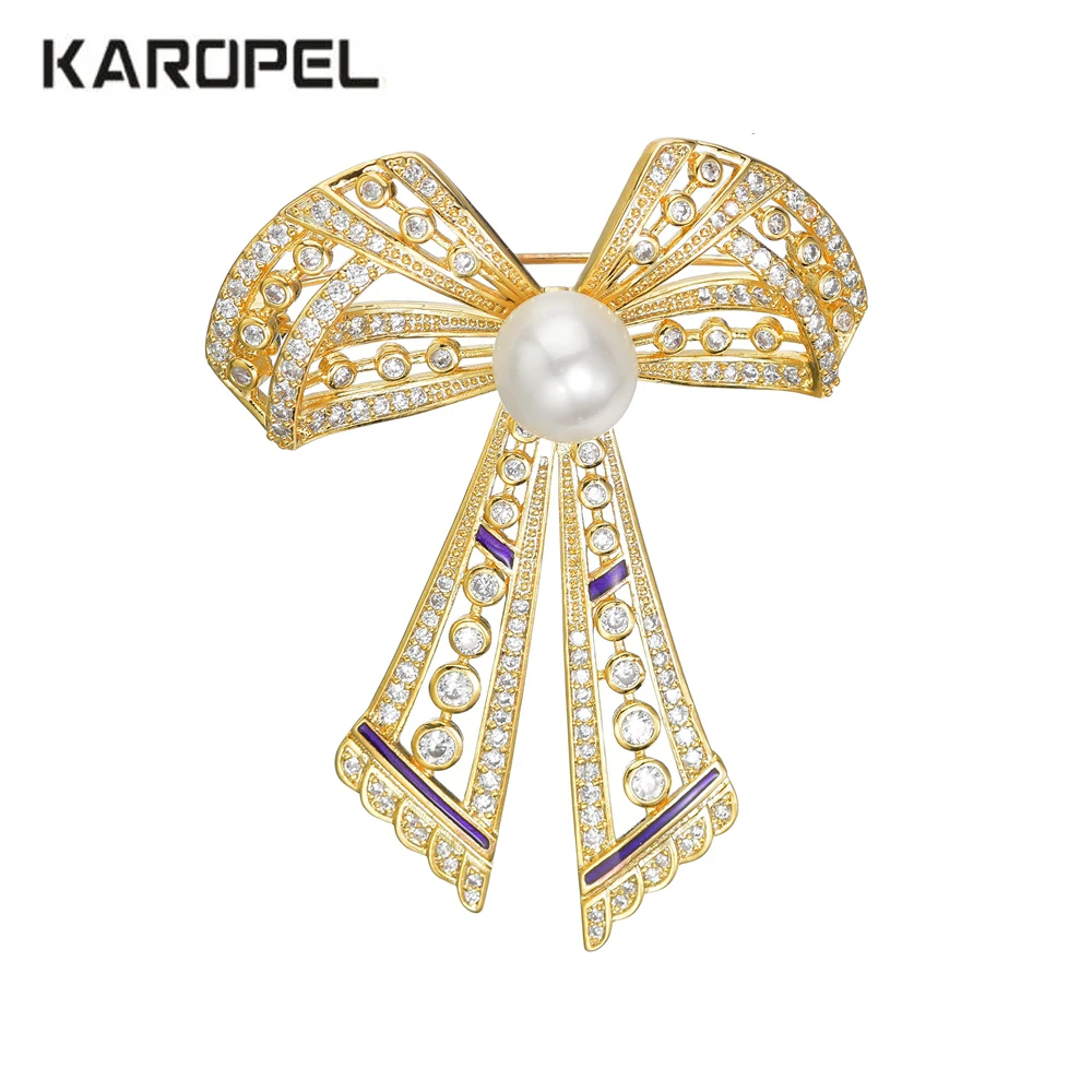 Simulation Pearl Cubic Zirconia CZ Zircon Bow Brooches Gold Pated for Wedding Party
Simulation Pearl Cubic Zirconia CZ Zircon Bow Brooches Gold Pated for Wedding Party