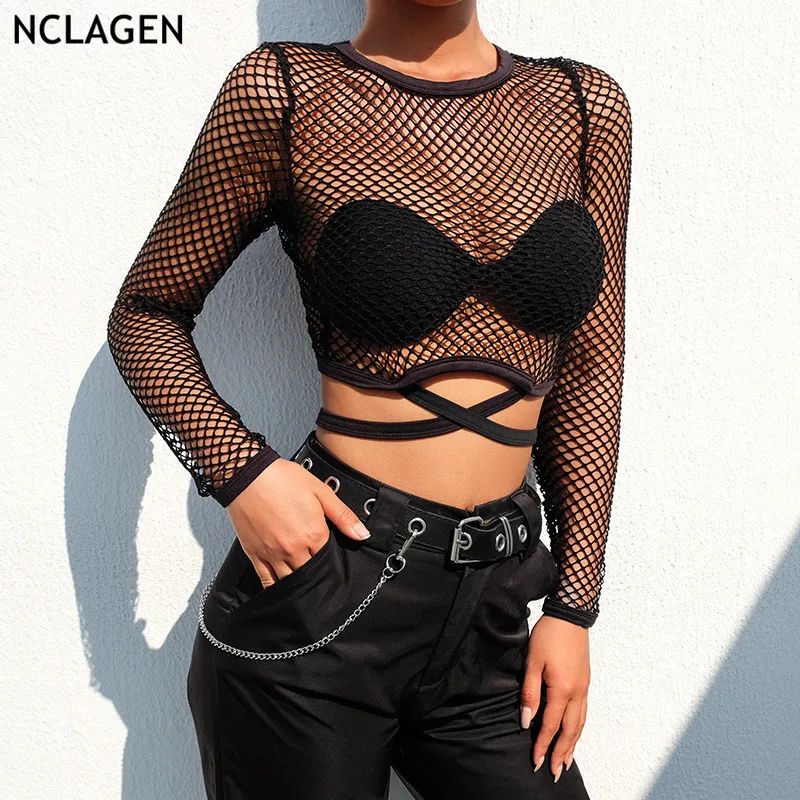NCLAGEN 2019 New Sexy Grid Mesh Hollow Out T Shirt Navel Bare Crop Bandage See Through Top Long Sleeve Criss Cross Women T-shirt
NCLAGEN 2019 New Sexy Grid Mesh Hollow Out T Shirt Navel Bare Crop Bandage See Through Top Long Sleeve Criss Cross Women T-shirt
