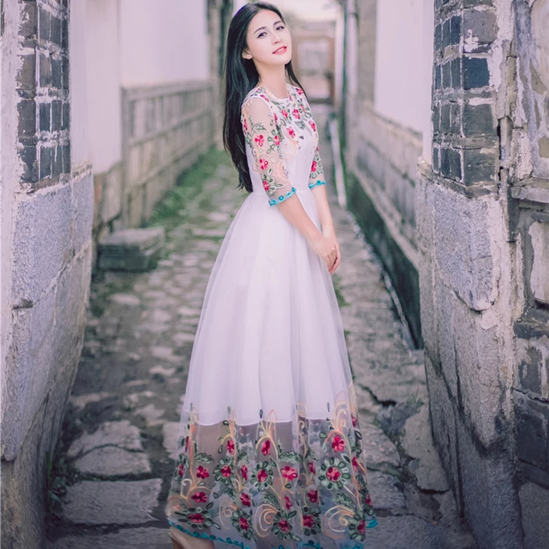 High Quality Designer Runway Mexican Dress Women Summer Flowers Embroidery Slim Party Dress Floor Length Long Dress X286T1
High Quality Designer Runway Mexican Dress Women Summer Flowers Embroidery Slim Party Dress Floor Length Long Dress X286T1