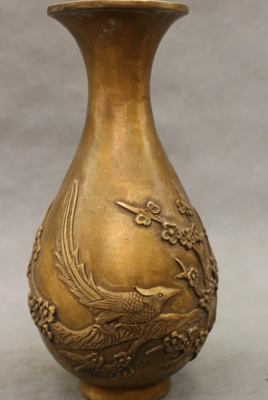 S3859 7"Folk Chinese Bronze Bird pied magpie pied magpie Statue Auspicious Fu Vase Pot D0317
S3859 7"Folk Chinese Bronze Bird pied magpie pied magpie Statue Auspicious Fu Vase Pot D0317