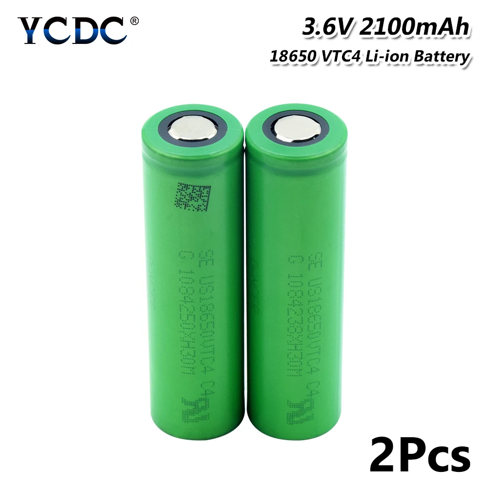 2Pcs 2100mAh VTC4 18650 Battery Max 30A High Drain For Headlamp Torch RC Toy US18650VTC4 Electronic Cigarettes
2Pcs 2100mAh VTC4 18650 Battery Max 30A High Drain For Headlamp Torch RC Toy US18650VTC4 Electronic Cigarettes