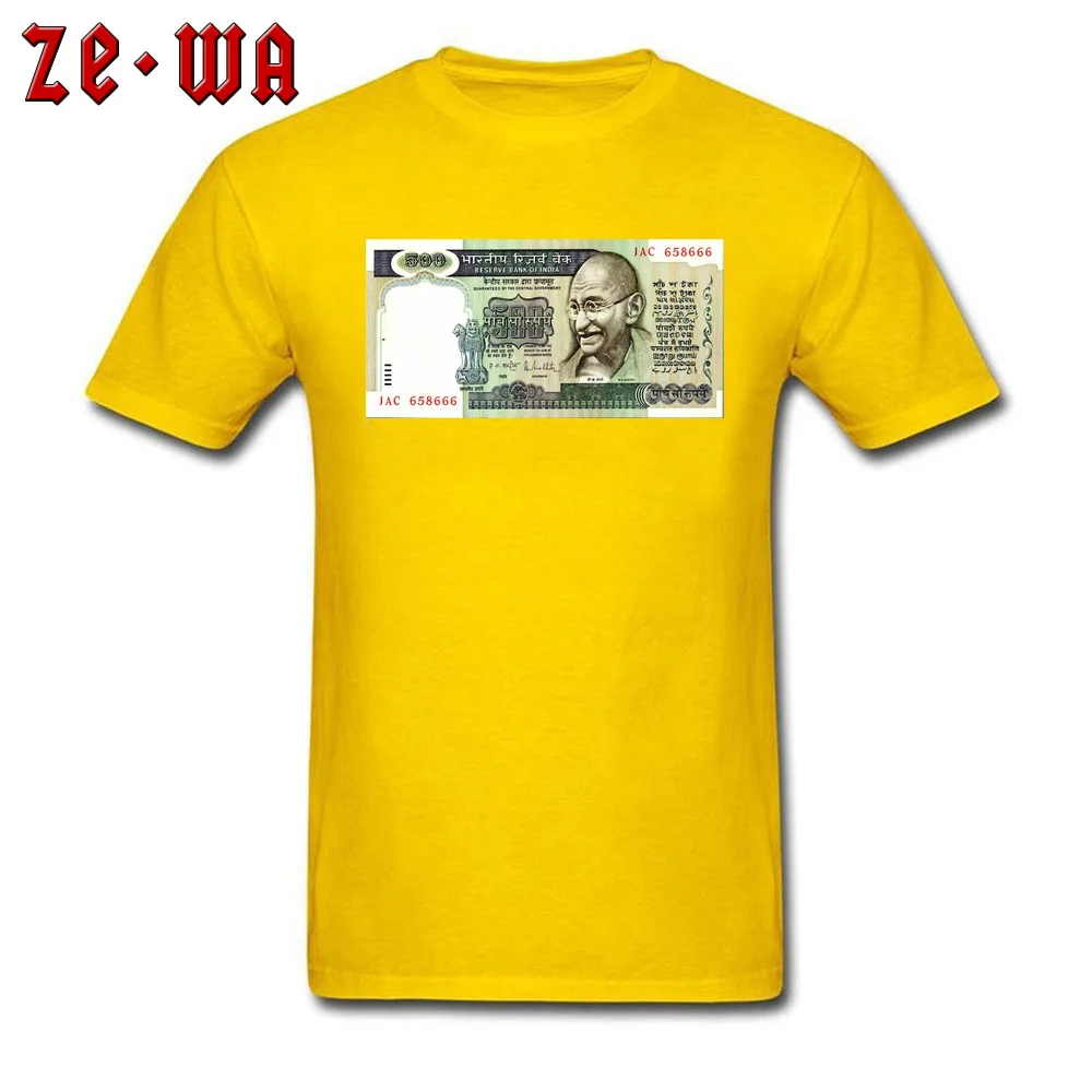 Indian Currency Slim Fit Summer/Fall Pure Cotton Round Neck Men Tops Shirt Casual Sweatshirts Designer Short Sleeve T-shirts Indian Currency yellow