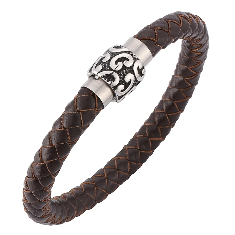 New Trendy Men Brown Leather Bracelet Exquisite Stainless steel Strong Magnet Clasp Bracelet & Bangle pulsera hombre BB163
New Trendy Men Brown Leather Bracelet Exquisite Stainless steel Strong Magnet Clasp Bracelet & Bangle pulsera hombre BB163
