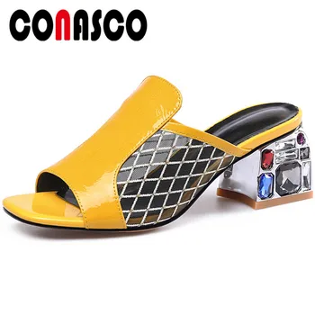 CONASCO Women Elegant Pumps Genuine Leather Breathable Mesh Color Rhinestone High Heels Summer Sandals Prom Party Shoes Woman
CONASCO Women Elegant Pumps Genuine Leather Breathable Mesh Color Rhinestone High Heels Summer Sandals Prom Party Shoes Woman