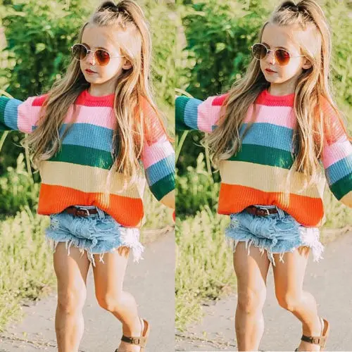 New Kid Girl Fashion Rainbow Strip Sweaters Clothes Girls Kids Rainbow Sweaters Fashion Clothes Pullovers Jumper 1-6Y
New Kid Girl Fashion Rainbow Strip Sweaters Clothes Girls Kids Rainbow Sweaters Fashion Clothes Pullovers Jumper 1-6Y