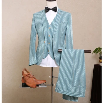 NA11 (Coat+Pants+Vest) 3 Pcs Green Suit Vest Striped Men Suits Terns De Novia Tuxedo Green Wedding Suits Formal Smoking For Men
NA11 (Coat+Pants+Vest) 3 Pcs Green Suit Vest Striped Men Suits Terns De Novia Tuxedo Green Wedding Suits Formal Smoking For Men