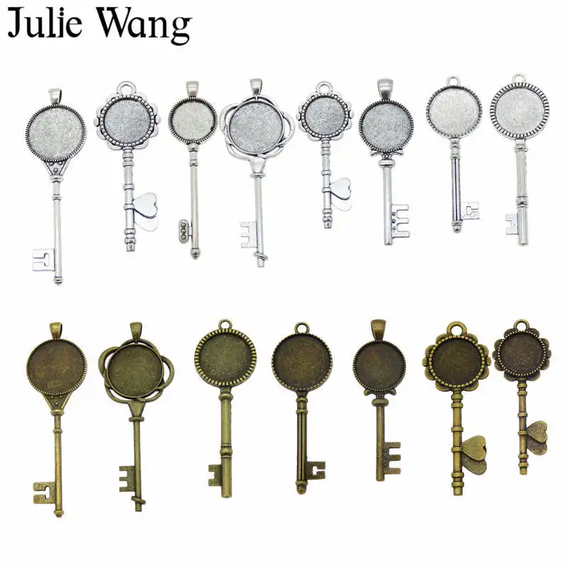 Julie Wang 6PCS Randomly Mix Key Shape Round Cabochon Setting Base Tray Bezels Blank Charms For Photo Pendant Jewelry Making
Julie Wang 6PCS Randomly Mix Key Shape Round Cabochon Setting Base Tray Bezels Blank Charms For Photo Pendant Jewelry Making