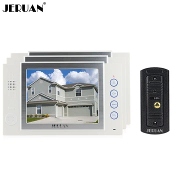 

JERUAN 8 inch TFT video door phone intercom system doorbell video recording photo taking metal shell outdoor IR pinhole Camera