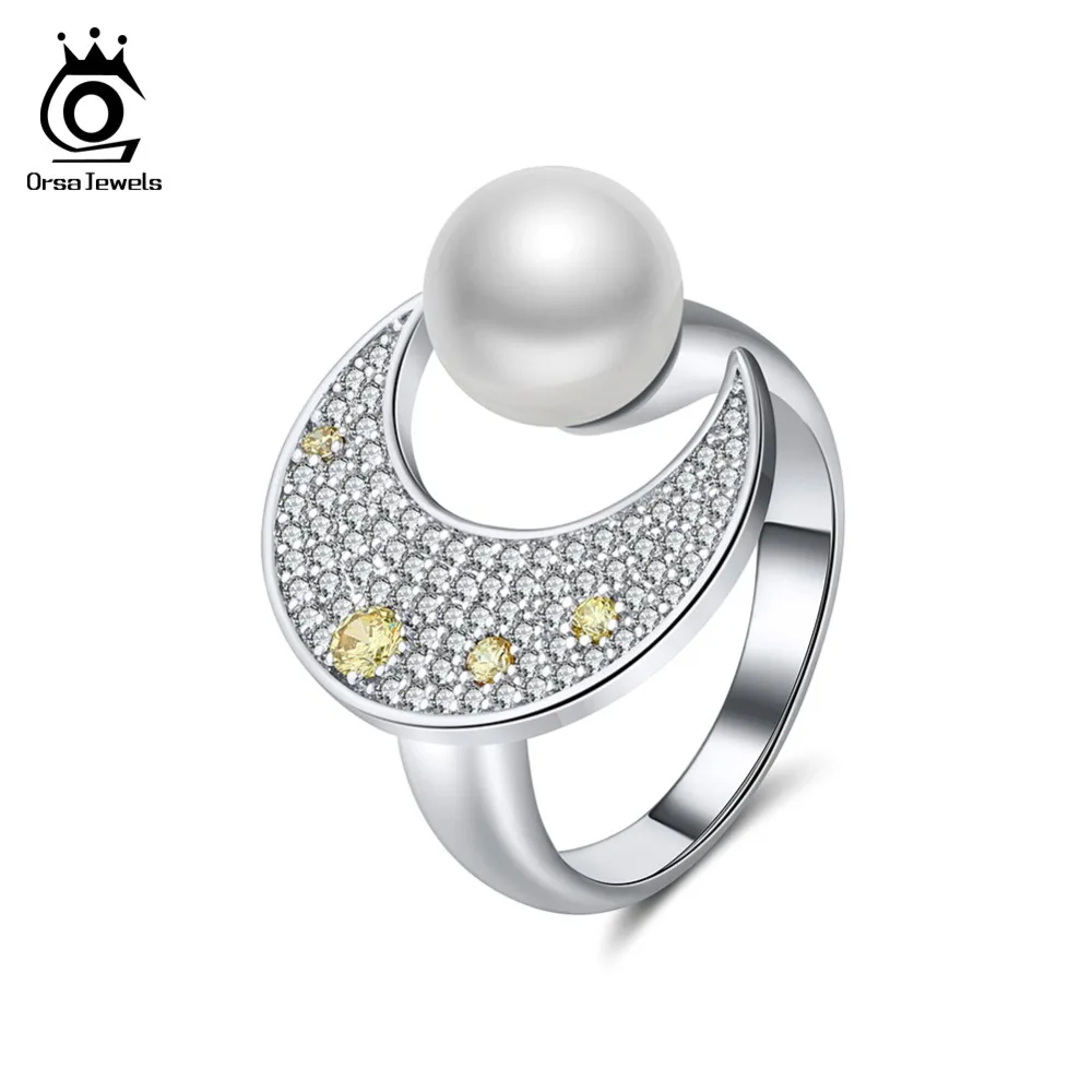 ORSA JEWELS Women Adjustable Rings Silver Color With Genuine Pearl Original Moon Shape 18MM Finger Ring Female Jewelry OR183
ORSA JEWELS Women Adjustable Rings Silver Color With Genuine Pearl Original Moon Shape 18MM Finger Ring Female Jewelry OR183