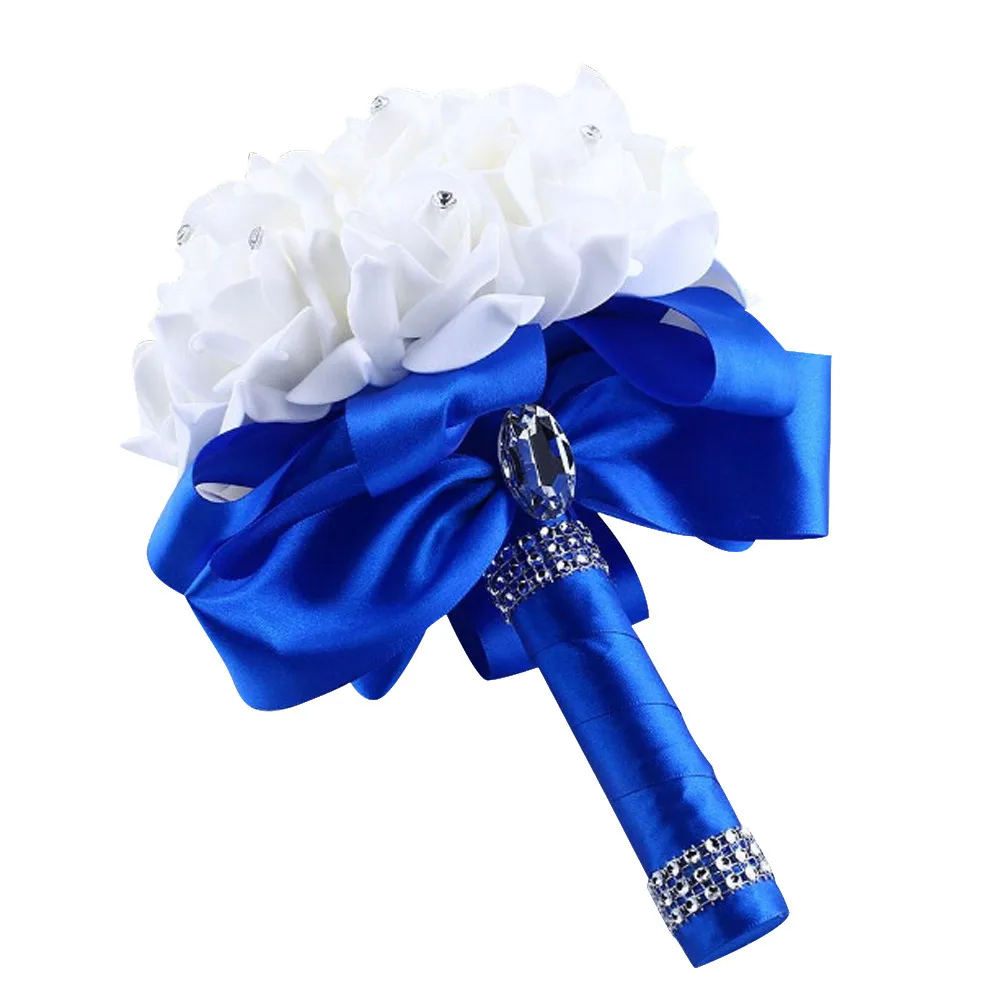 Elegant Royal Blue Purple Red Rose Artificial Bridal Flowers Bride Bouquet Wedding Bouquet Crystal Silk Ribbon Decoration A60
Elegant Royal Blue Purple Red Rose Artificial Bridal Flowers Bride Bouquet Wedding Bouquet Crystal Silk Ribbon Decoration A60