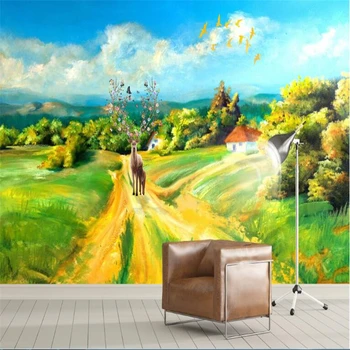 beibehang Background custom wallpaper small fresh rural bird blue sky oil painting hand-painted forest sofa papel de parede
beibehang Background custom wallpaper small fresh rural bird blue sky oil painting hand-painted forest sofa papel de parede
