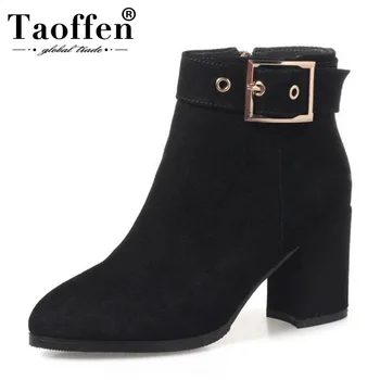 Taoffen Women High Heel Boots Genuine Leather Metal Buckle Zipper Women Ankle Botas Elegant Shoes Ladies Footwear Size 33-43 
Taoffen Women High Heel Boots Genuine Leather Metal Buckle Zipper Women Ankle Botas Elegant Shoes Ladies Footwear Size 33-43