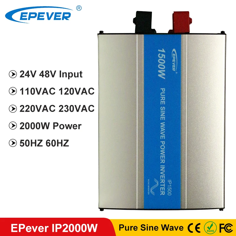 EPever 2000W Чистая синусоида Инвертор 24VDC 48VDC вход 110VAC 120VAC 220VAC 230VAC выход 50HZ 60HZ решетки