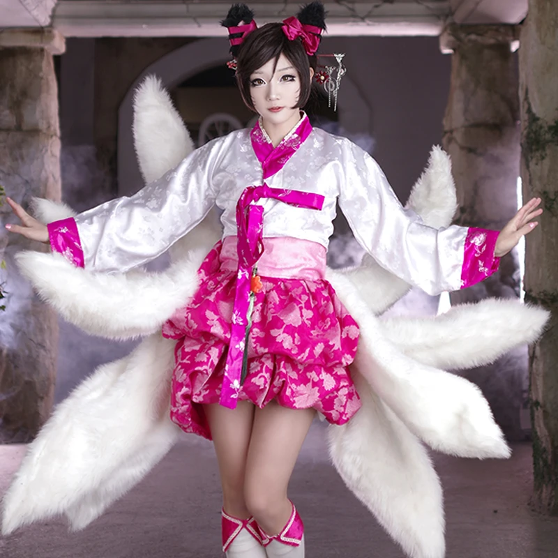 LOL Dynasty Ahri Dress Uniform With Wig Tail Ears For Adult Women Comic Con Party Halloween Cosplay Costume
LOL Dynasty Ahri Dress Uniform With Wig Tail Ears For Adult Women Comic Con Party Halloween Cosplay Costume
